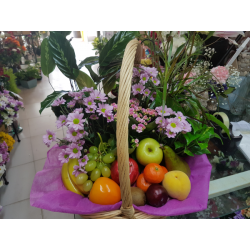 Canasto de plantas y frutas