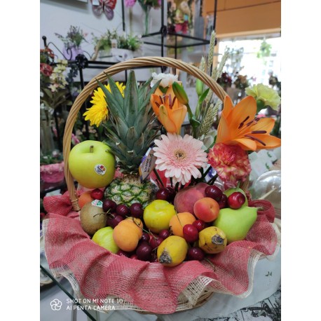 Canasto fruta y flor grande